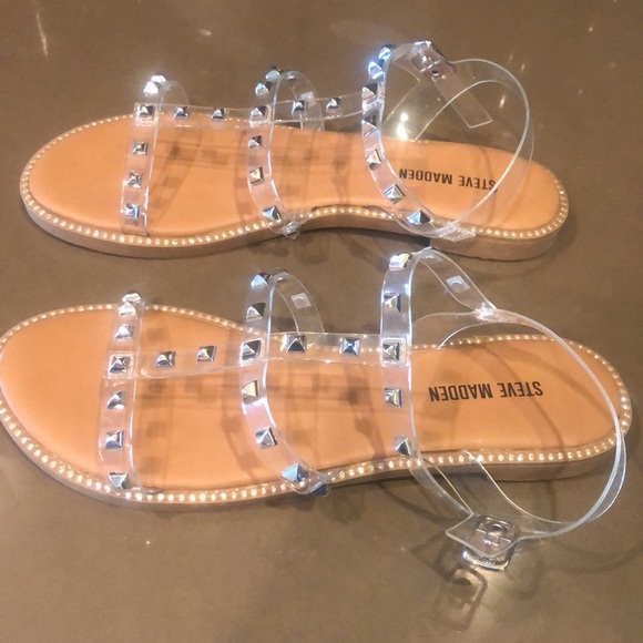 steve madden clear stud sandal with strap Brand New! SZ 7. NWT - Picture 3 of 7